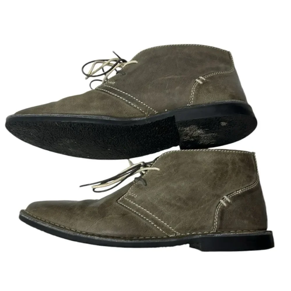 Steve Madden Grey Beckett Leather Lace Up Chukka Ankle Boots. Size 12.